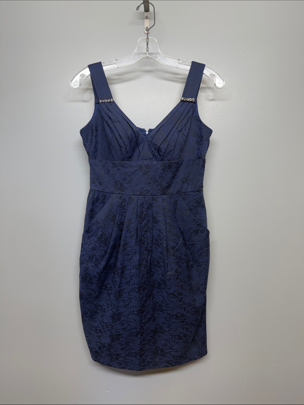 Bisou Bisou Navy Blue Floral Print Dress with Pockets